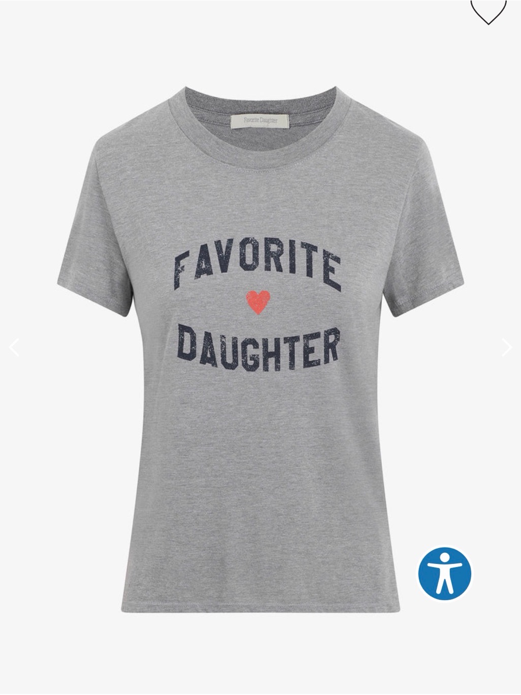 Favorite Daughter Grey Tee With Navy Graphic And Red Heart